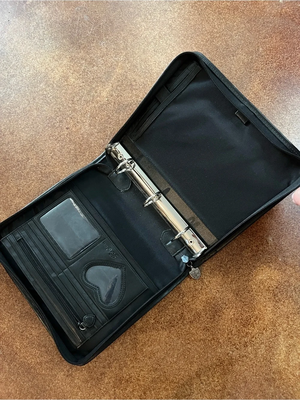 Brighton Black Nylon Notebook withCroc-Texture Leather Front Pocket